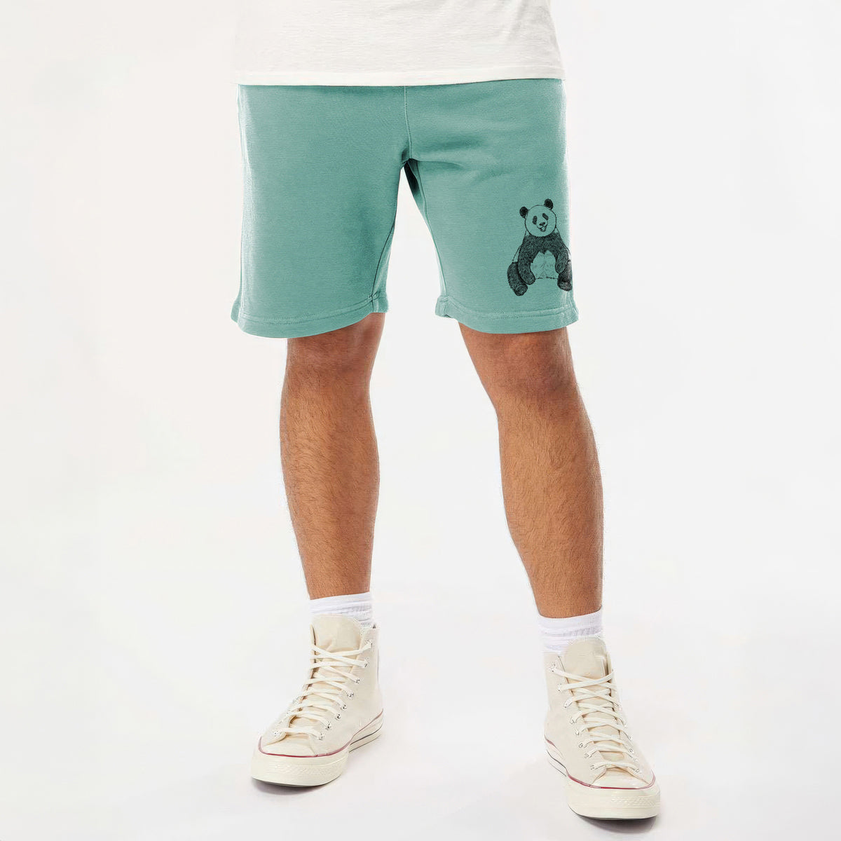 Ailuropoda melanoleuca - Giant Panda Sitting - Unisex Pigment Dyed Shorts