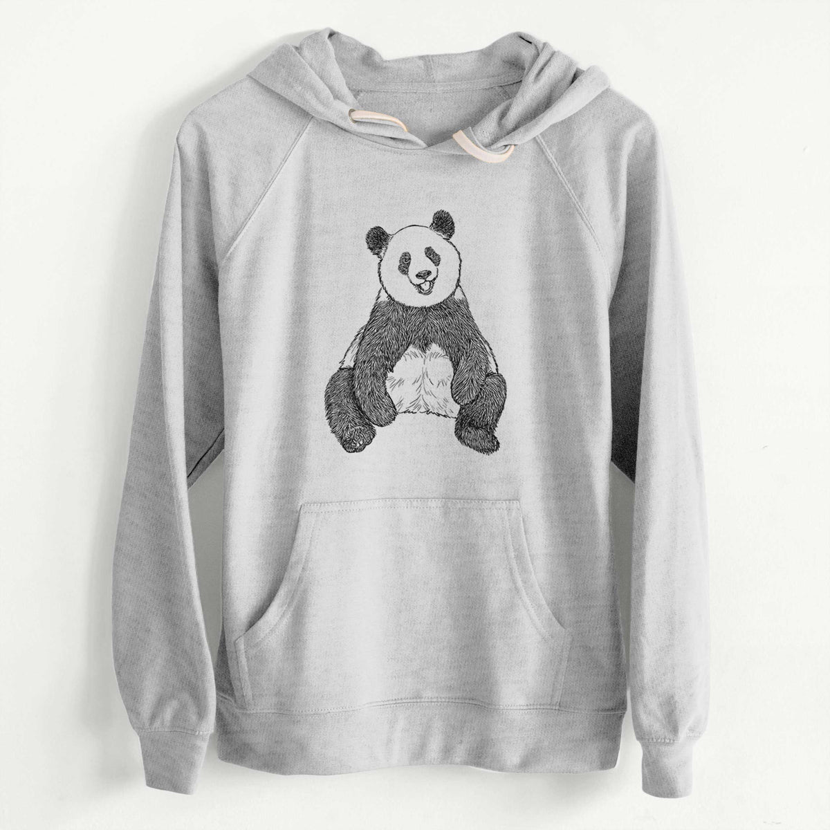 Ailuropoda melanoleuca - Giant Panda Sitting  - Unisex Slim Fit Loopback Terry Hoodie