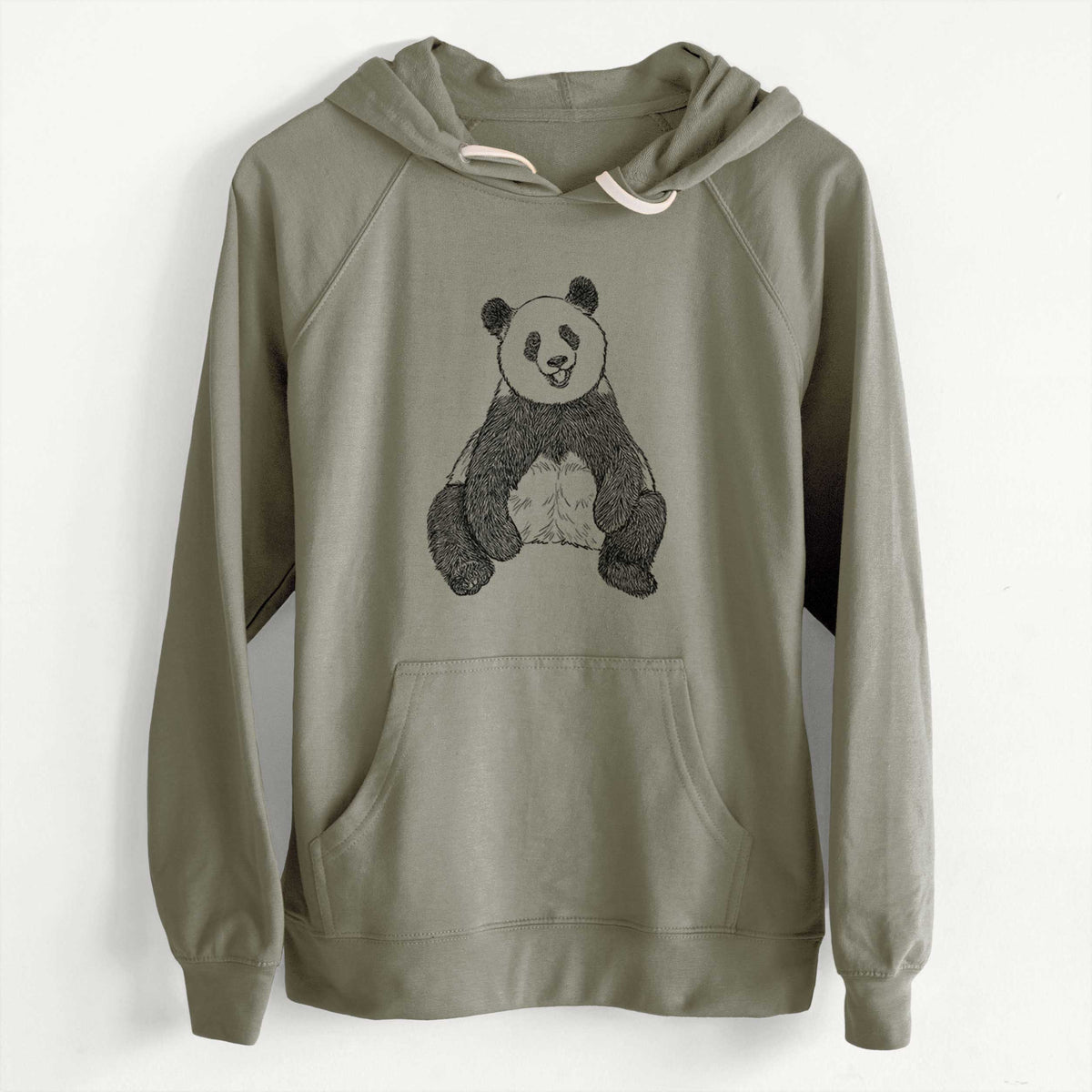 Ailuropoda melanoleuca - Giant Panda Sitting  - Unisex Slim Fit Loopback Terry Hoodie