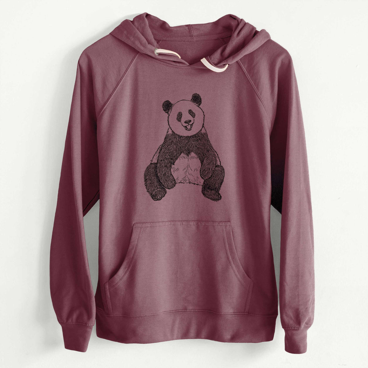 Ailuropoda melanoleuca - Giant Panda Sitting  - Unisex Slim Fit Loopback Terry Hoodie