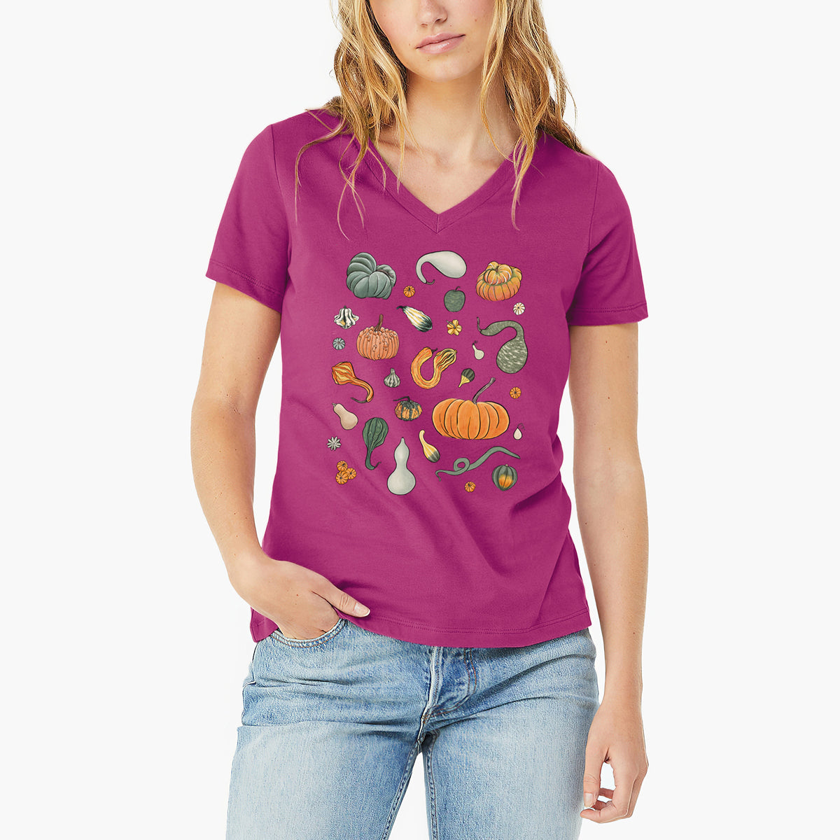 Pumpkin Patch Finds - Women's Lightweight Relaxed Fit 100% Cotton V-neck