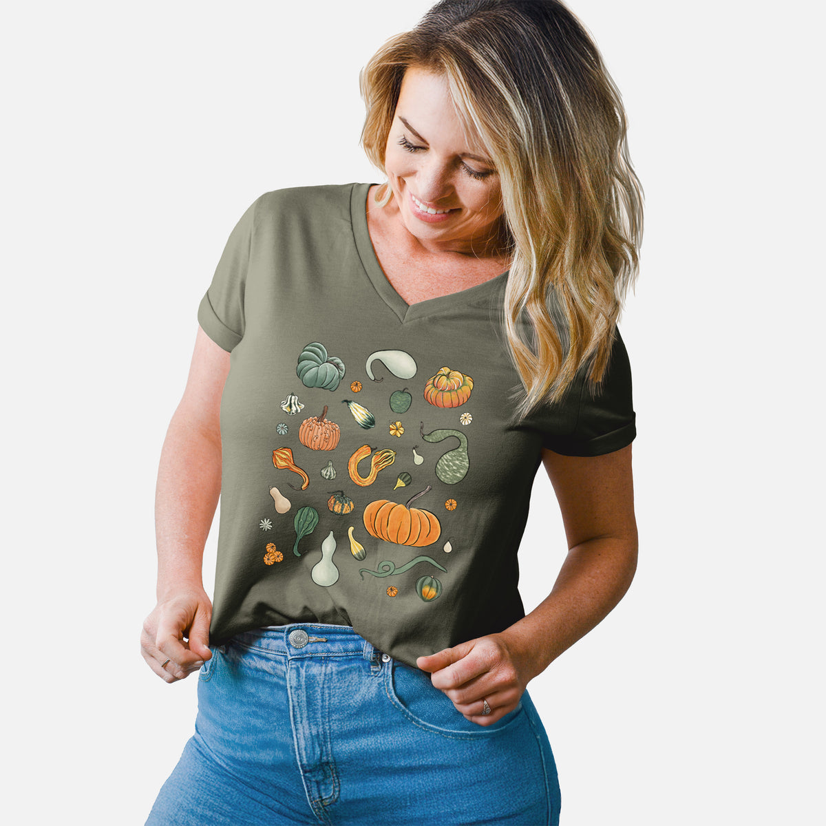 Pumpkin Patch Finds - Women's Lightweight Relaxed Fit 100% Cotton V-neck