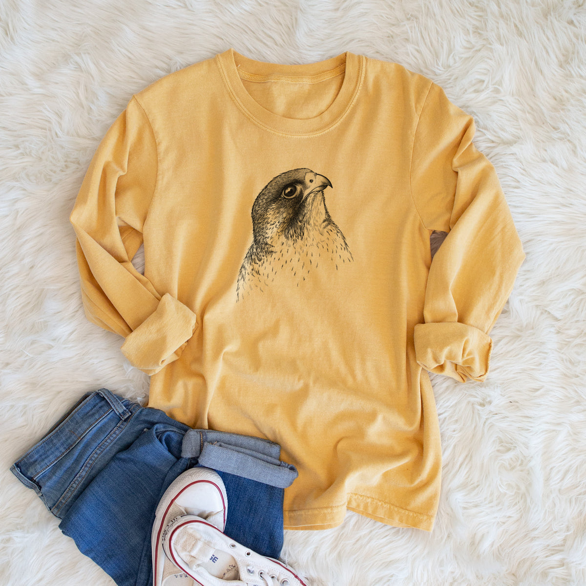 Peregrine Falcon - Falco peregrinus - Unisex Comfort Colors 100% Cotton Long Sleeve