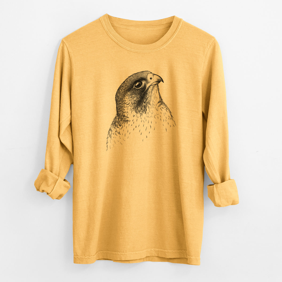 Peregrine Falcon - Falco peregrinus - Men&#39;s Heavyweight 100% Cotton Long Sleeve