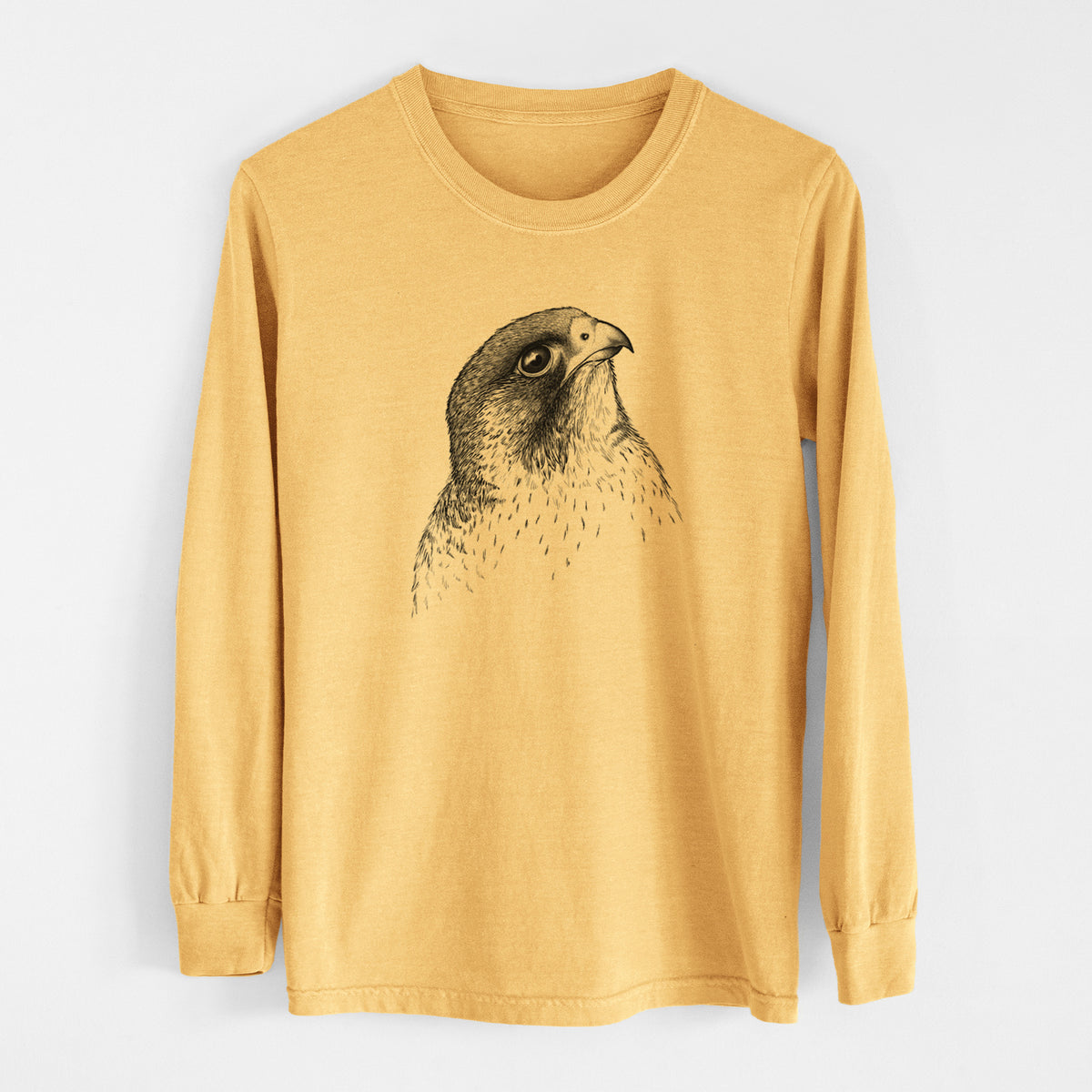 Peregrine Falcon - Falco peregrinus - Men&#39;s Heavyweight 100% Cotton Long Sleeve