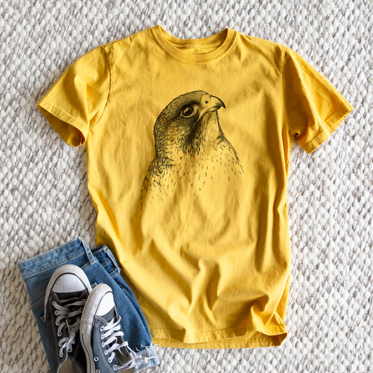 Peregrine Falcon - Falco peregrinus - Heavyweight Men&#39;s 100% Organic Cotton Tee