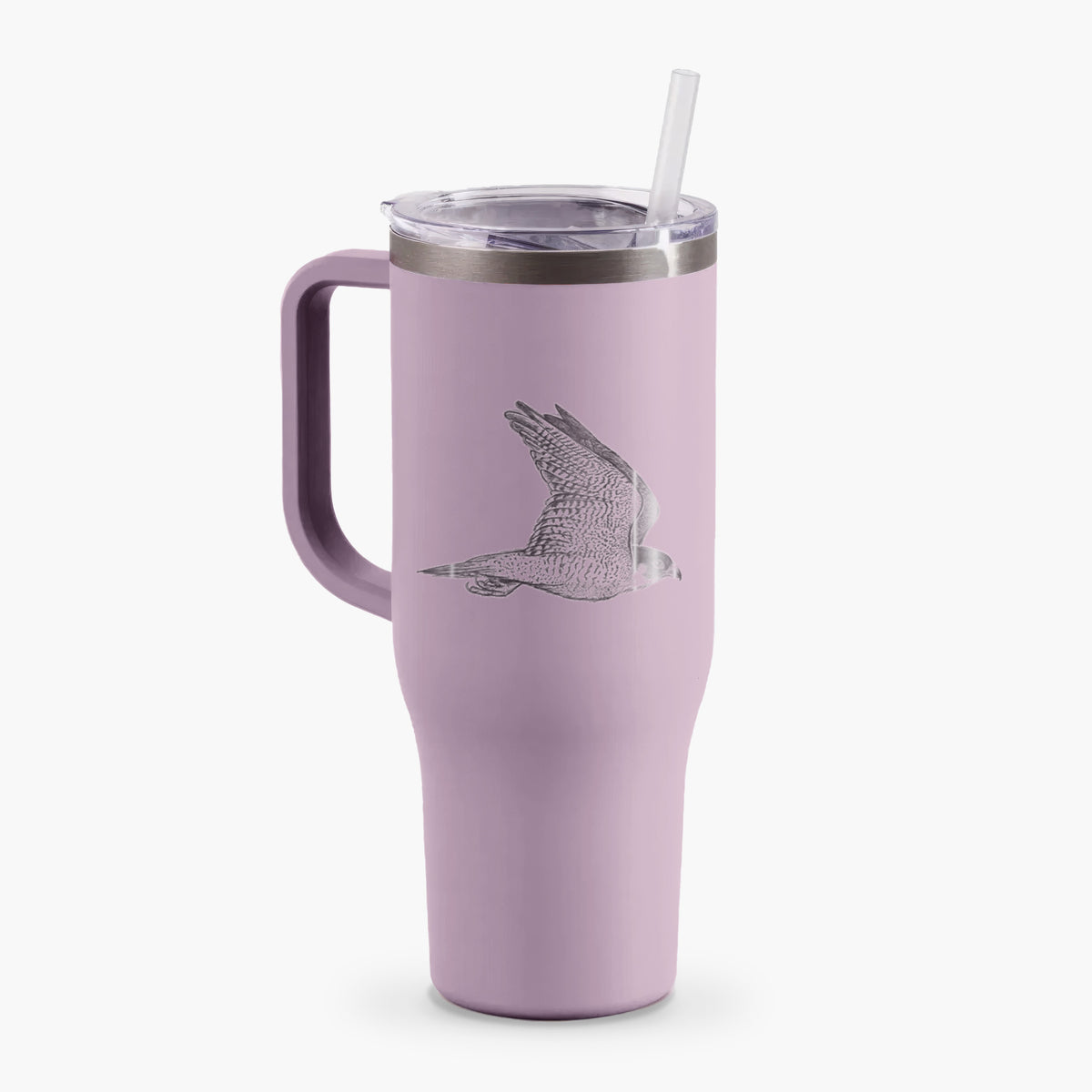 Flying Peregrine - Falco peregrinus - 40oz Tumbler with Handle