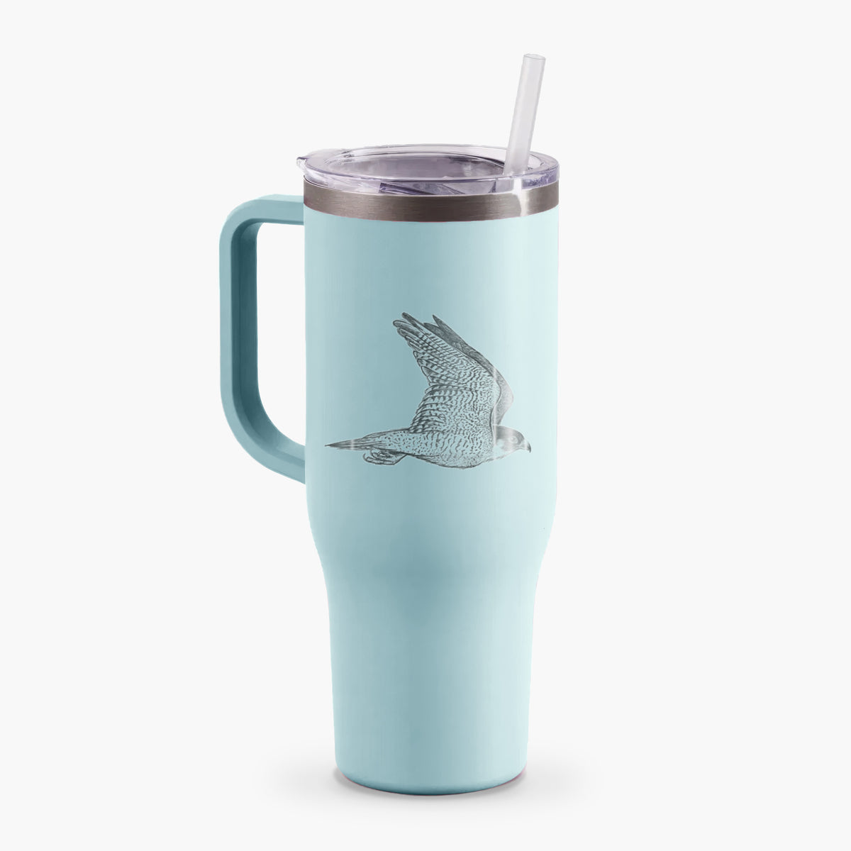 Flying Peregrine - Falco peregrinus - 40oz Tumbler with Handle