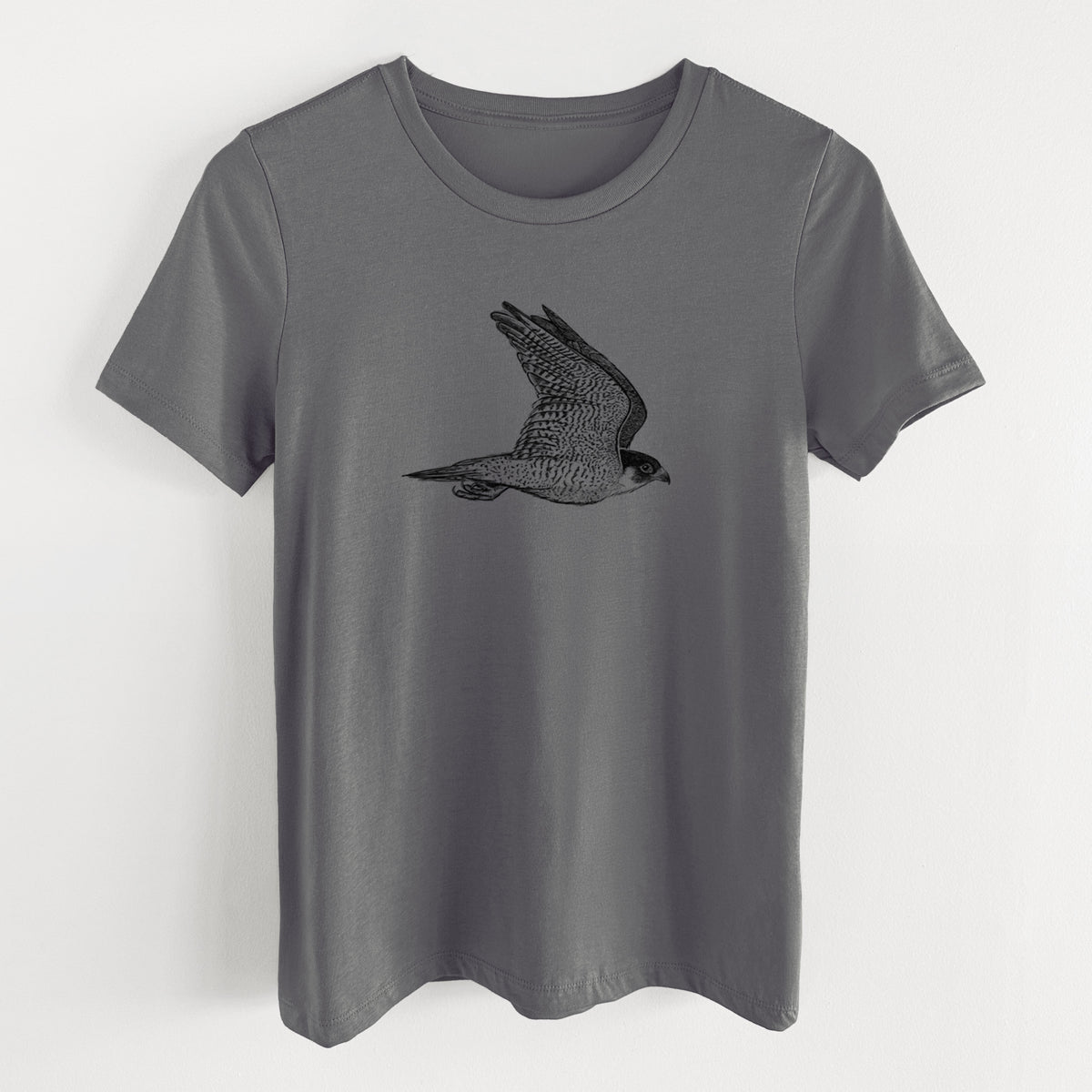 Flying Peregrine - Falco peregrinus - Women&#39;s Lightweight Relaxed Fit 100% Cotton Crewneck