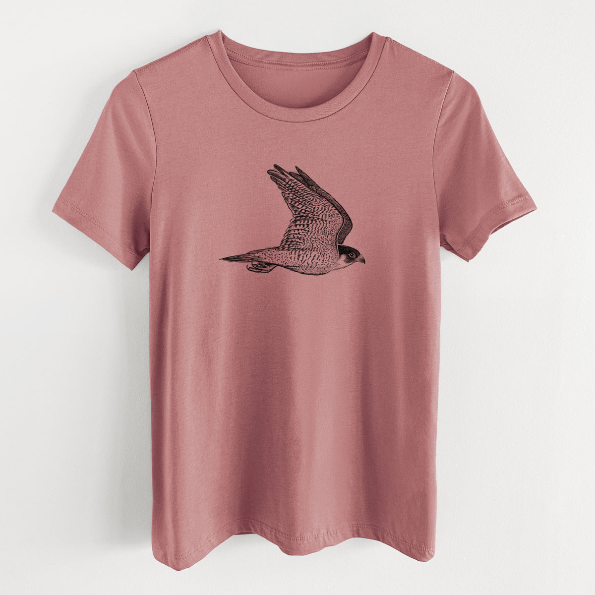 Flying Peregrine - Falco peregrinus - Women&#39;s Lightweight Relaxed Fit 100% Cotton Crewneck
