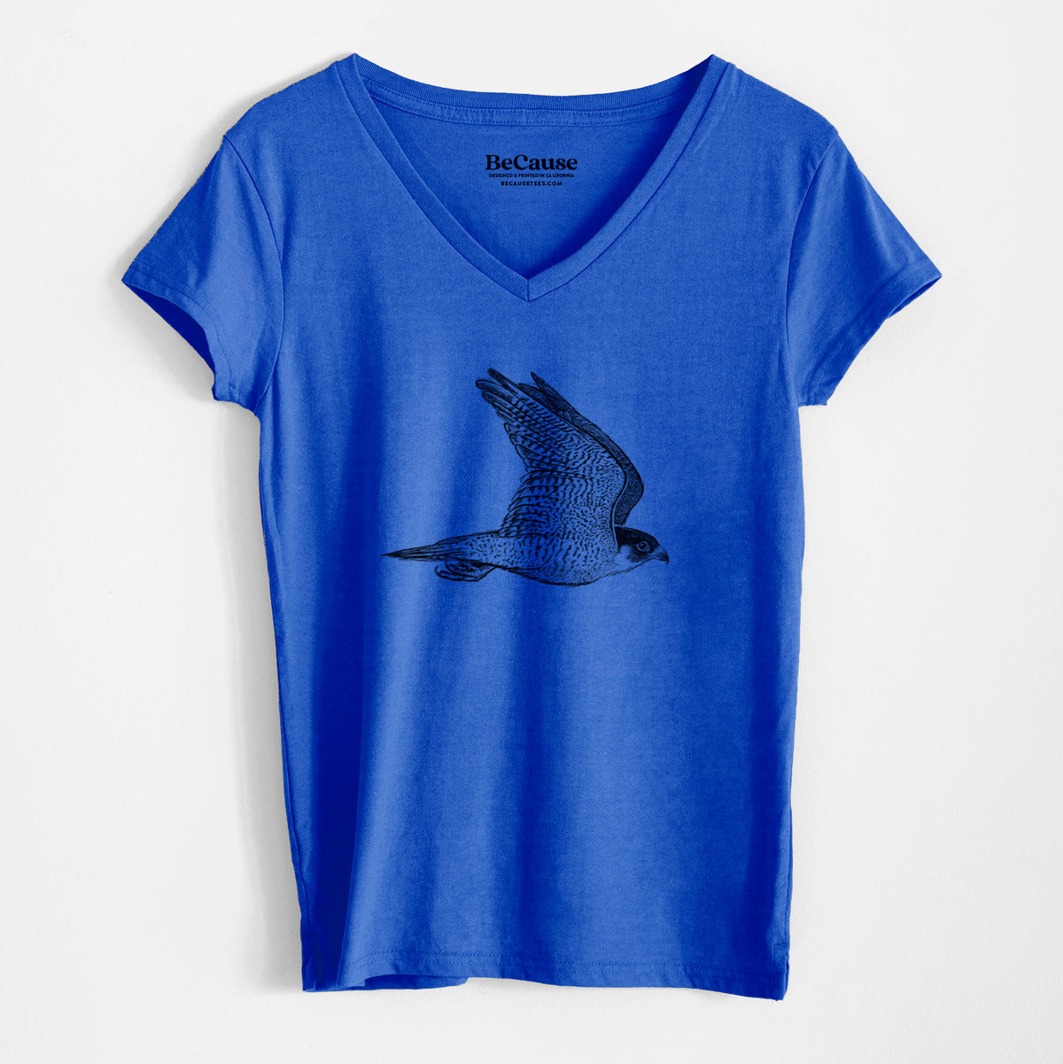 Flying Peregrine - Falco peregrinus - Women&#39;s 100% Recycled V-neck