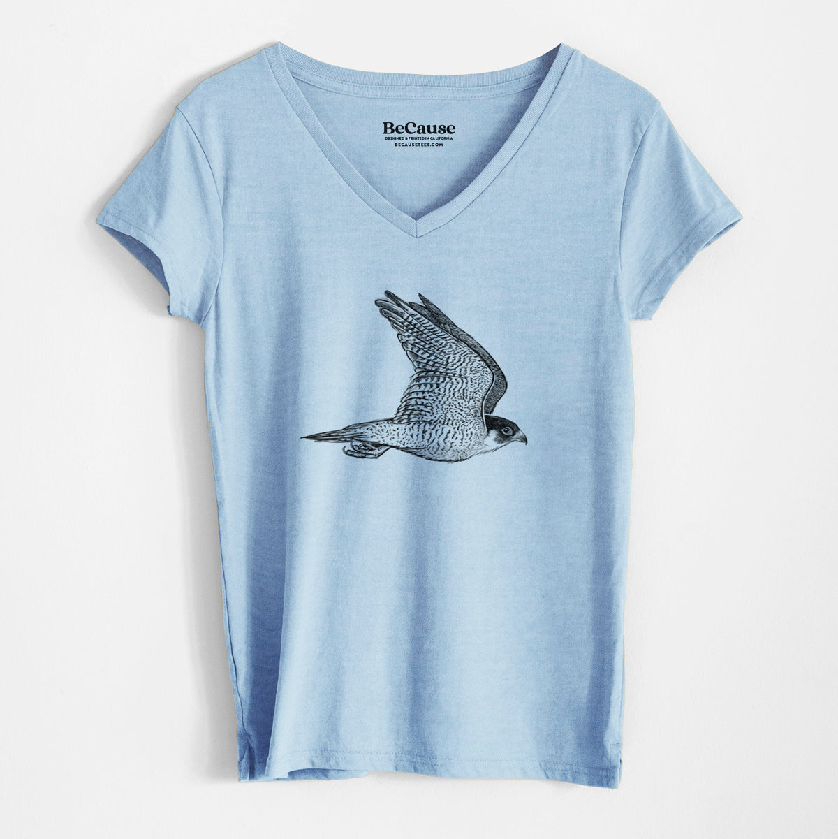 Flying Peregrine - Falco peregrinus - Women&#39;s 100% Recycled V-neck