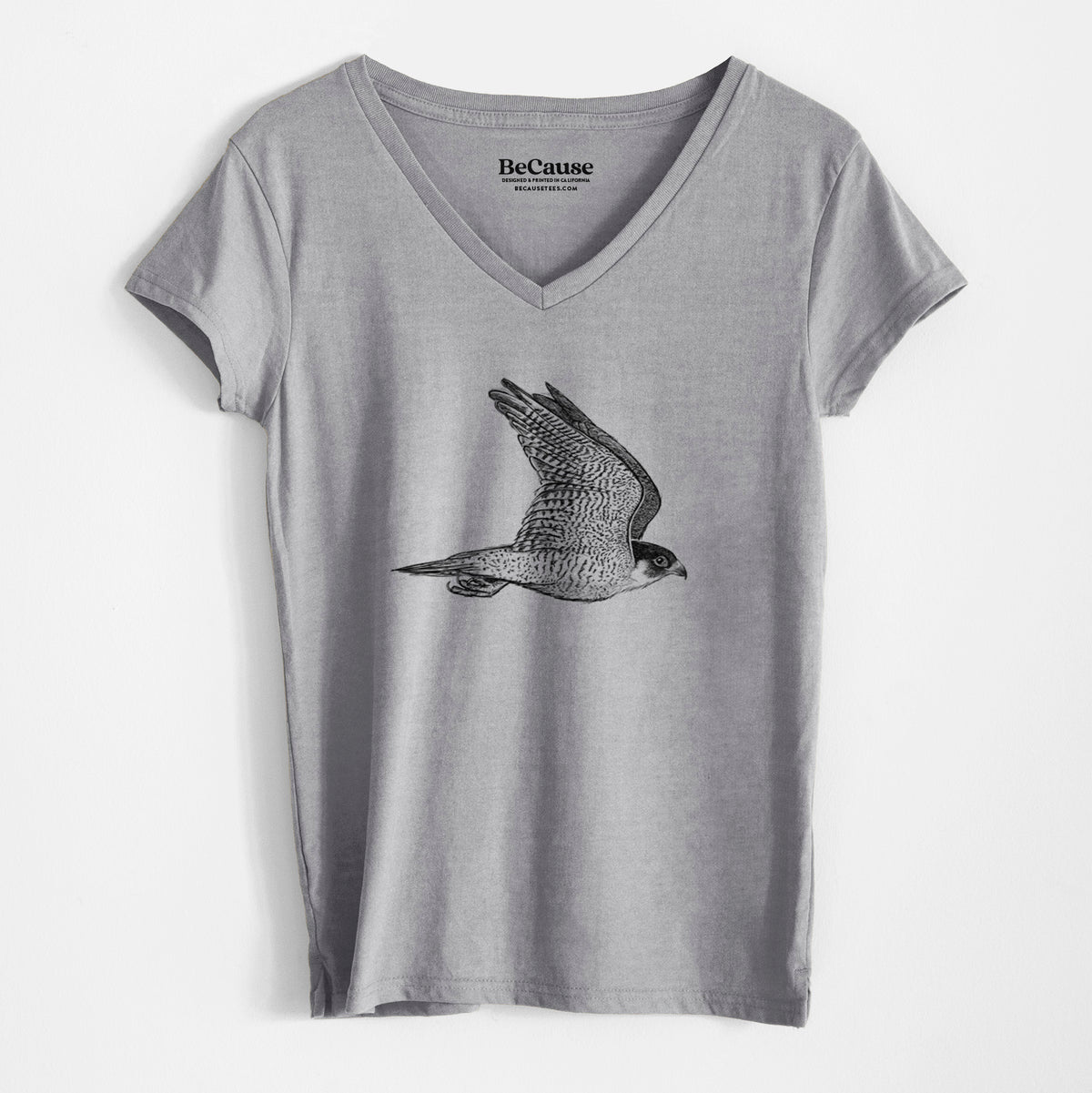 Flying Peregrine - Falco peregrinus - Women&#39;s 100% Recycled V-neck