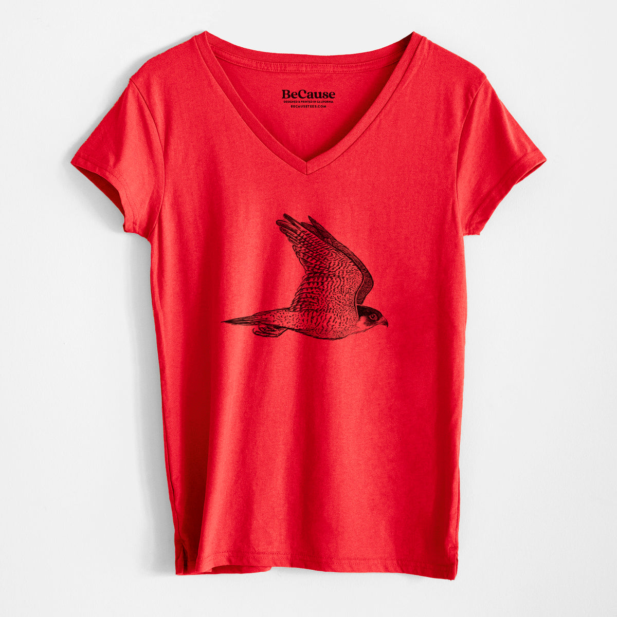 Flying Peregrine - Falco peregrinus - Women&#39;s 100% Recycled V-neck