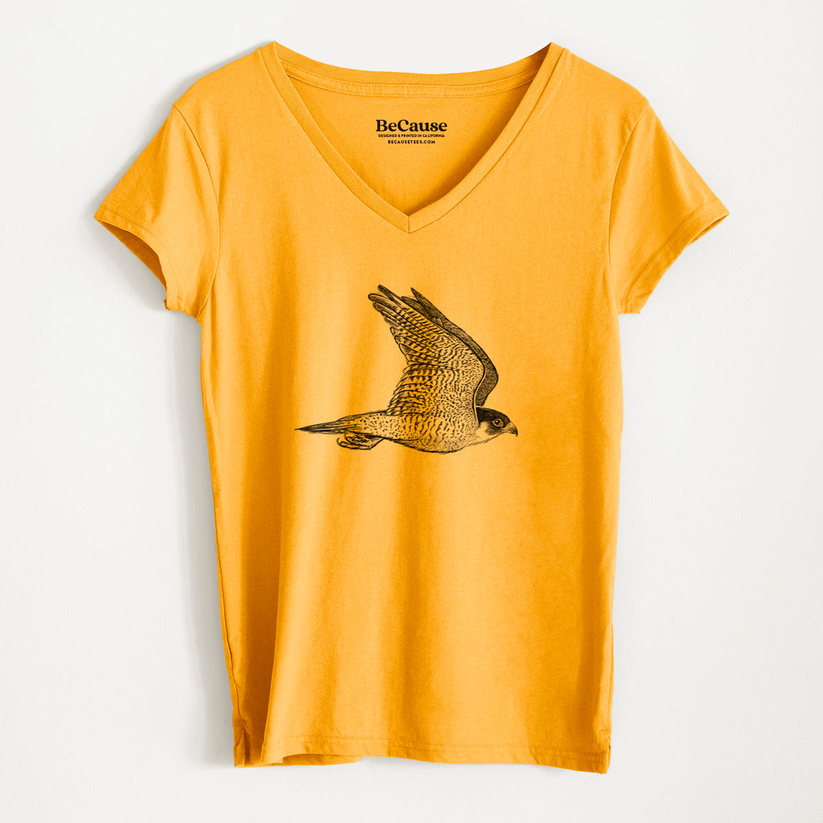 Flying Peregrine - Falco peregrinus - Women&#39;s 100% Recycled V-neck