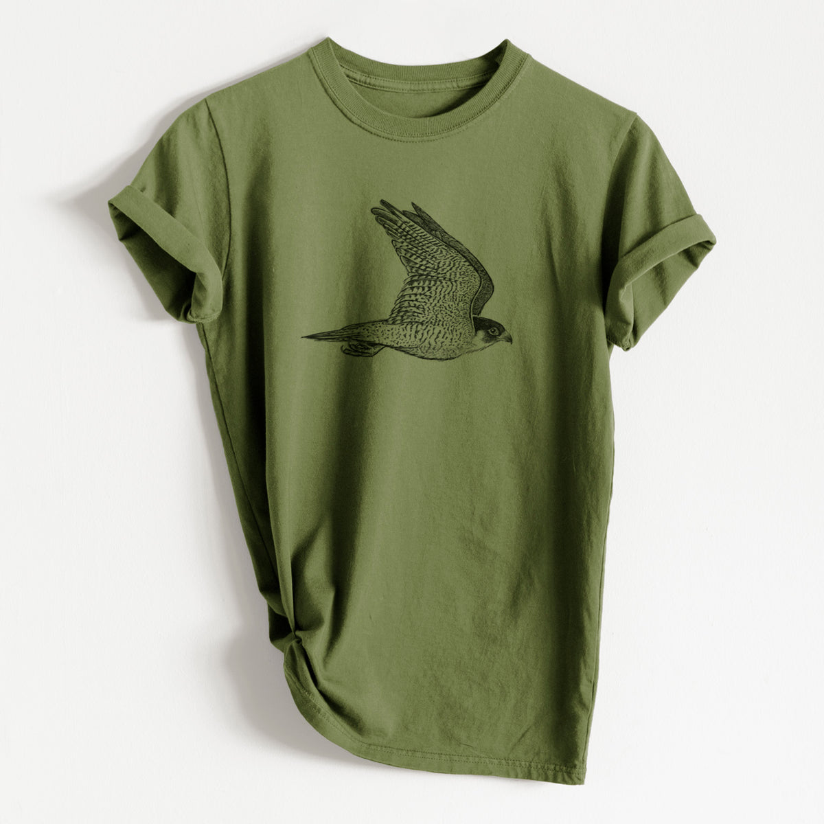 Flying Peregrine - Falco peregrinus - Heavyweight Men&#39;s 100% Organic Cotton Tee