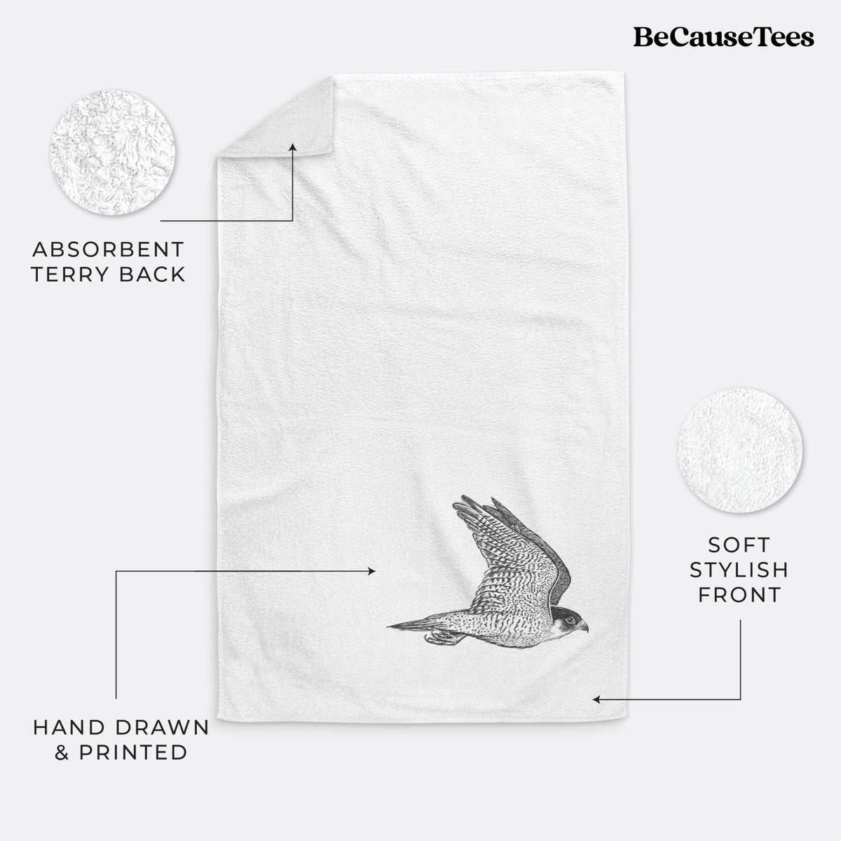 Flying Peregrine - Falco peregrinus Premium Decorative Hand Towel