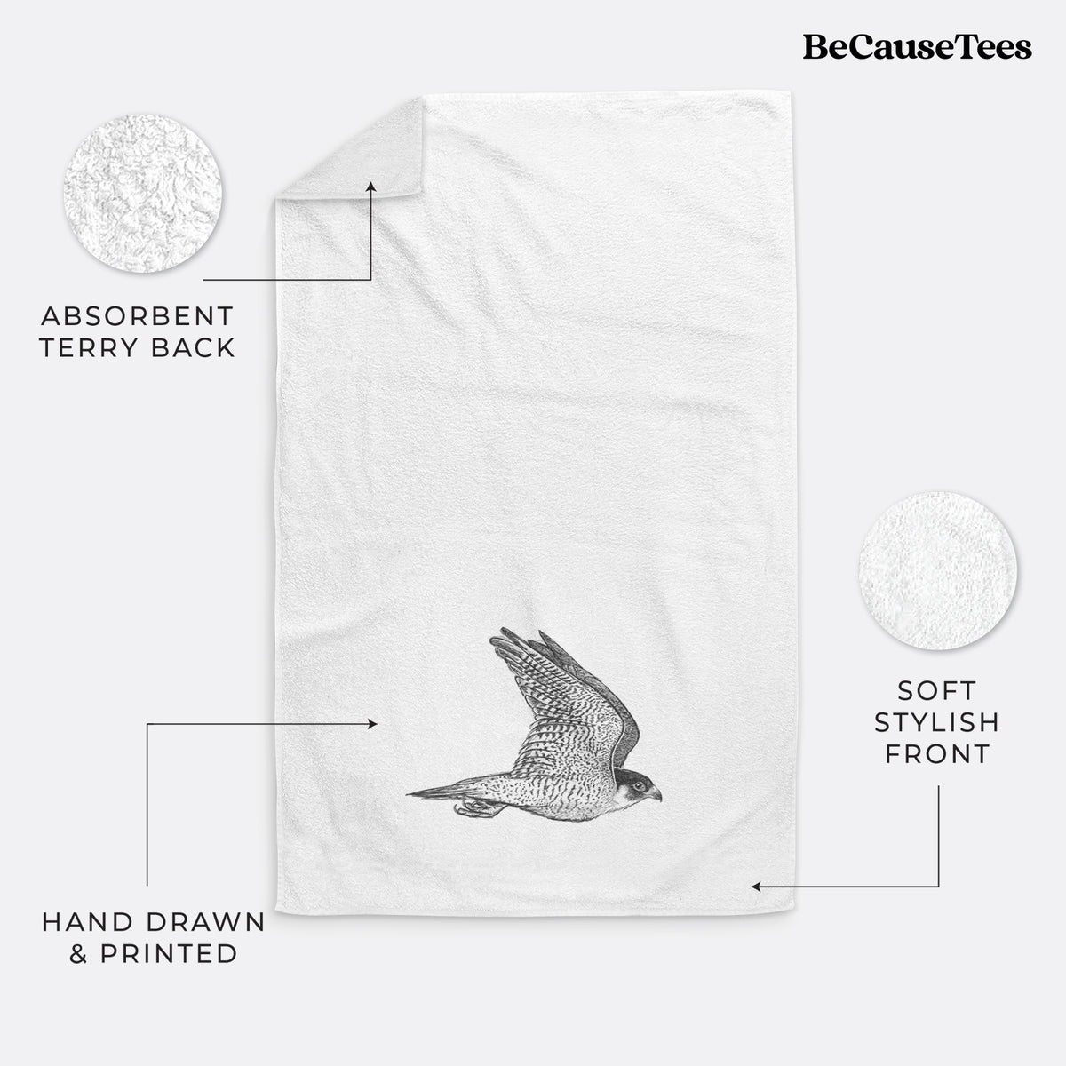 Flying Peregrine - Falco peregrinus Premium Decorative Hand Towel