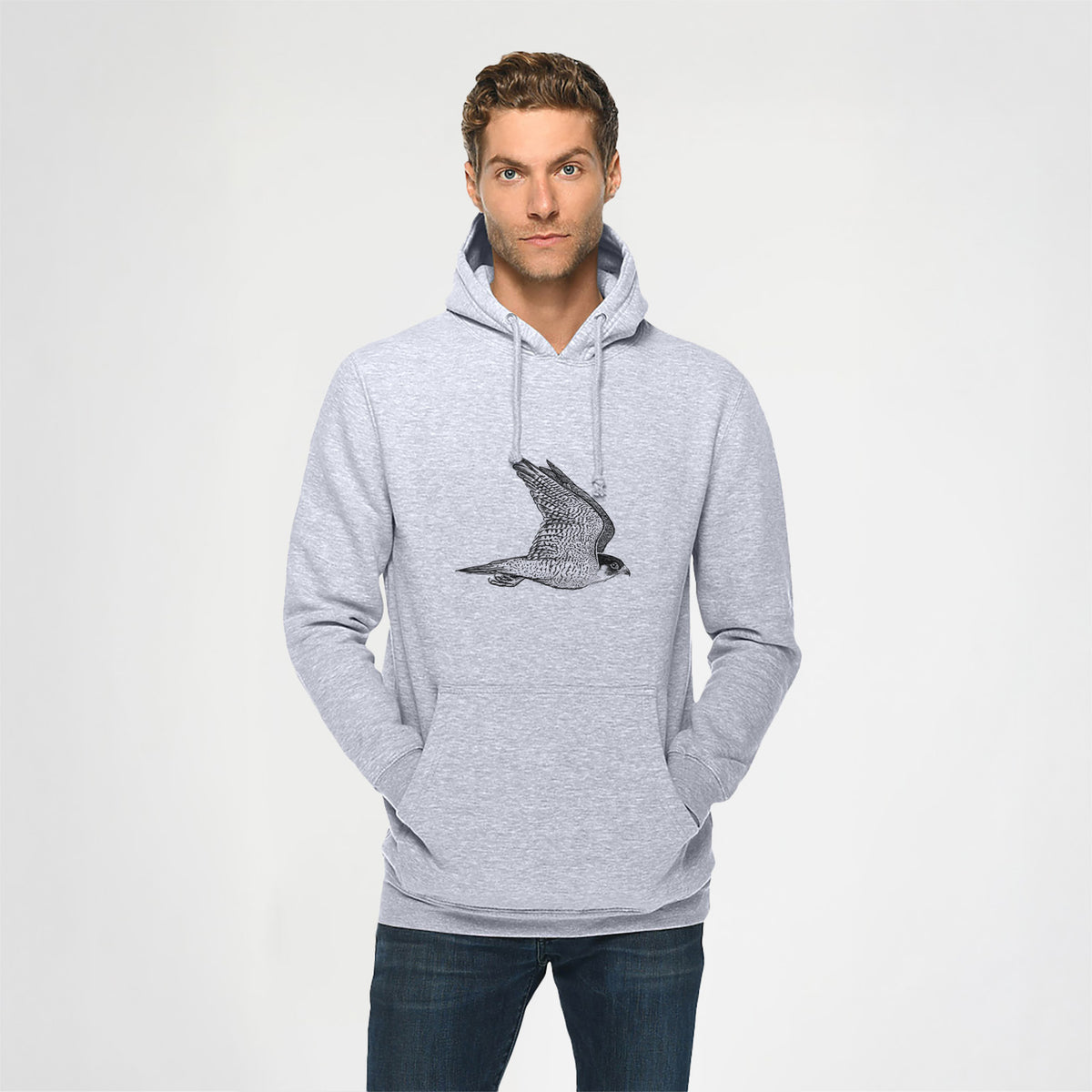 Flying Peregrine - Falco peregrinus - Heavyweight Fleece Hoodie