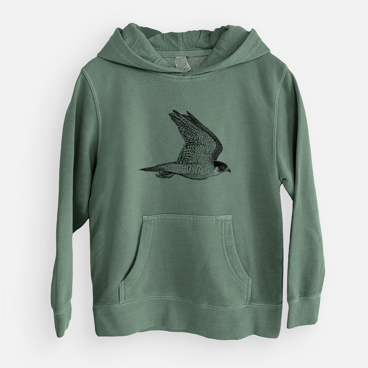 Flying Peregrine - Falco peregrinus - Youth Pigment Dyed Hoodie