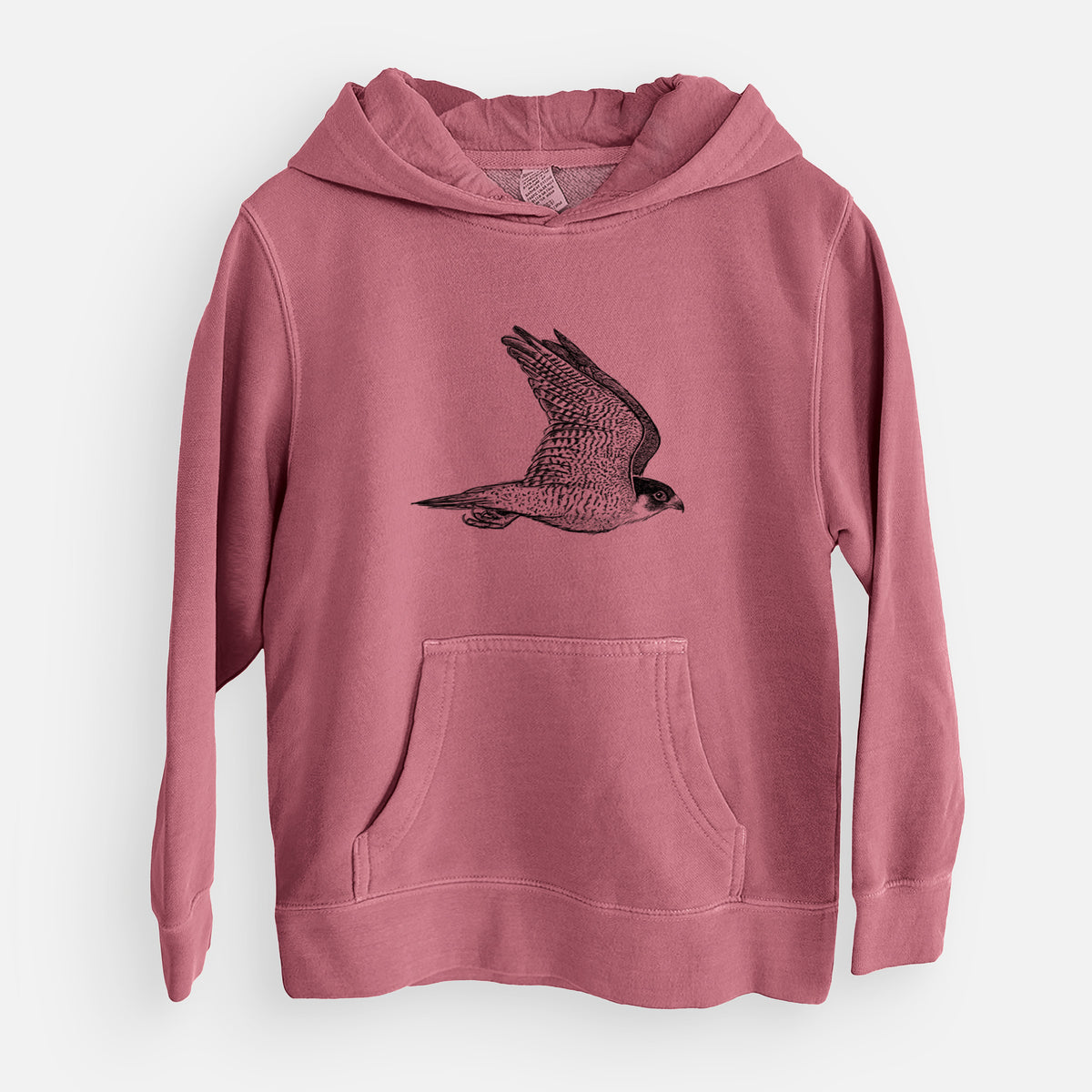 Flying Peregrine - Falco peregrinus - Youth Pigment Dyed Hoodie