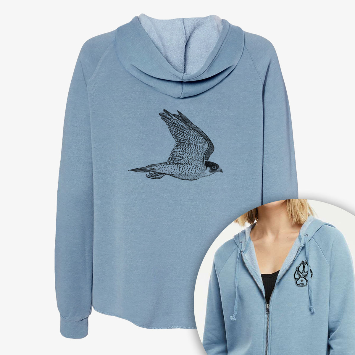 Flying Peregrine - Falco peregrinus - Women&#39;s Cali Wave Zip-Up Sweatshirt