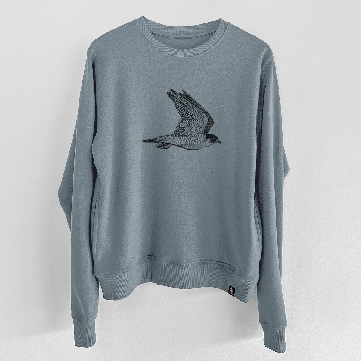 Flying Peregrine - Falco peregrinus  - Unisex Reclaimed Crewneck Sweatshirt
