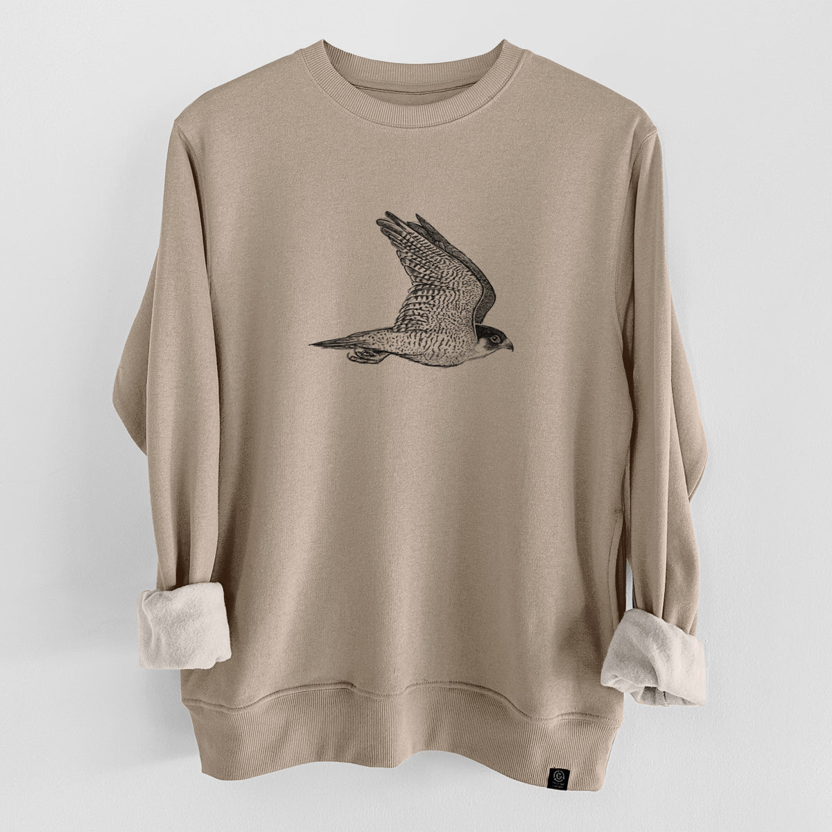Flying Peregrine - Falco peregrinus  - Unisex Reclaimed Crewneck Sweatshirt