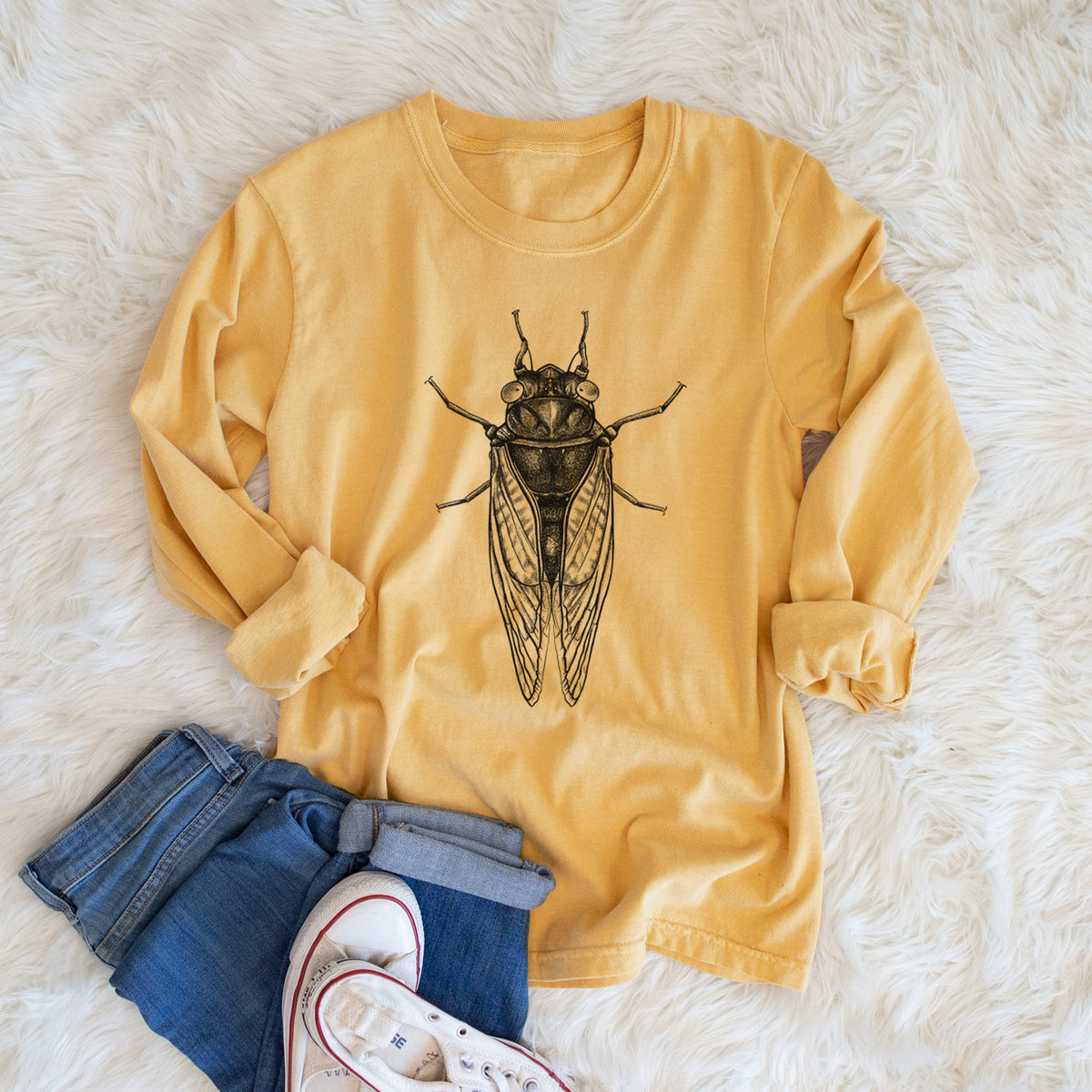 Pharoh Cicada - Magicicada septendecim - Men&#39;s Heavyweight 100% Cotton Long Sleeve