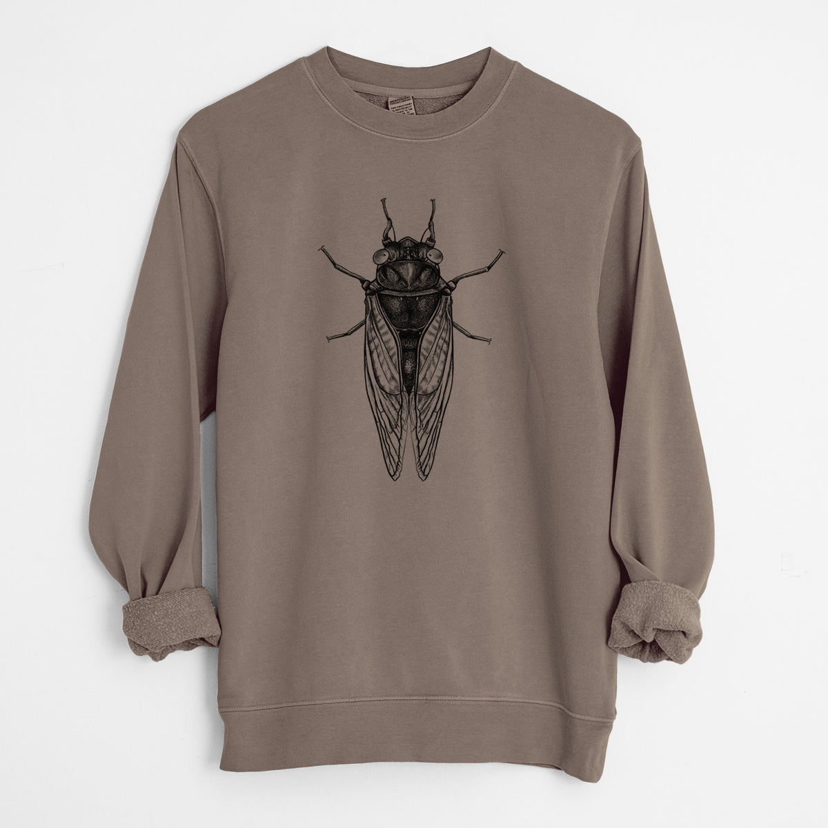 Pharoh Cicada - Magicicada septendecim - Unisex Pigment Dyed Crew Sweatshirt in Espresso Brown Color