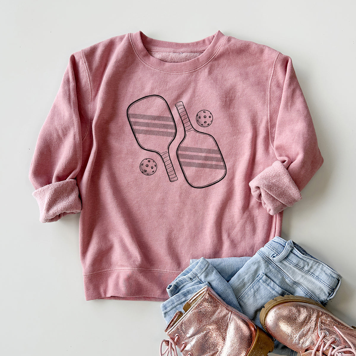 Pickleball Paddle Set - Youth Lightweight Crewneck Sweatshirt