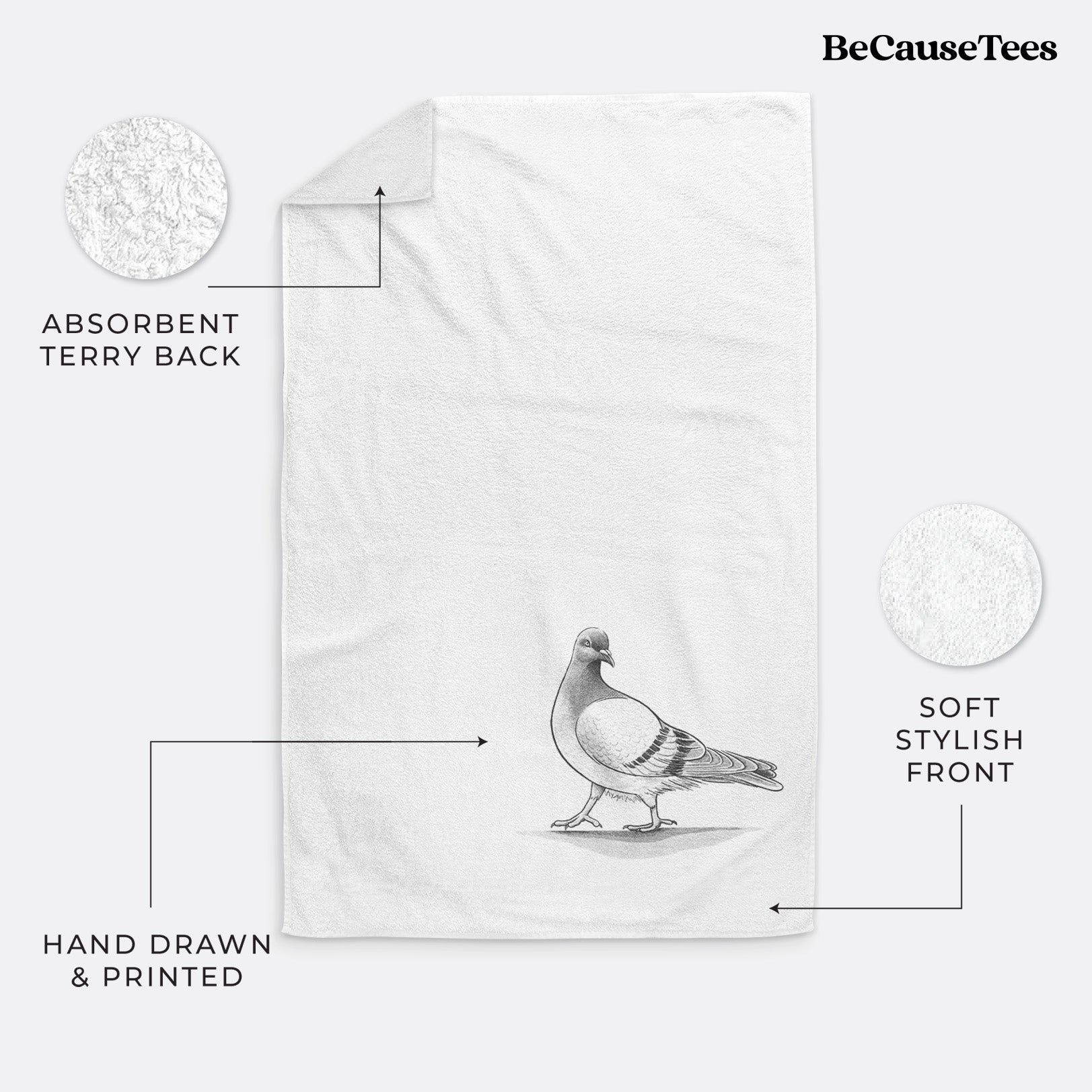 Pigeon / City Dove - Columba livia domestica Premium Decorative Hand Towel