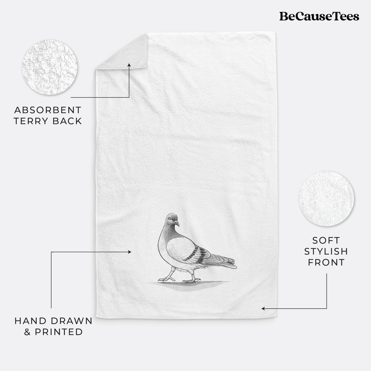 Pigeon / City Dove - Columba livia domestica Premium Decorative Hand Towel