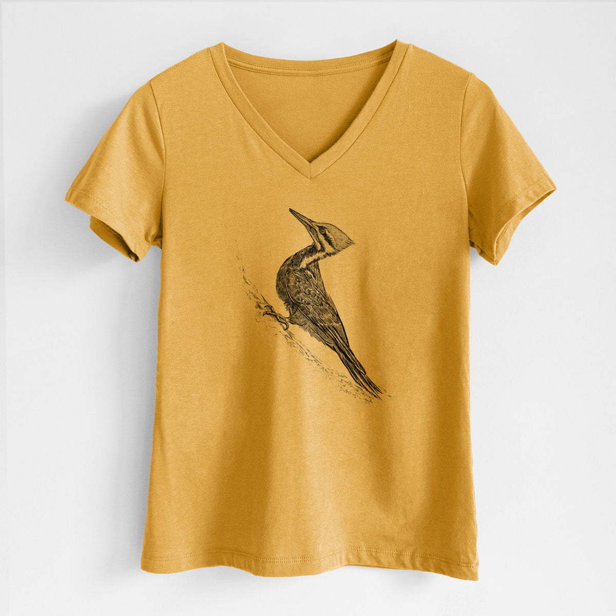 Pileated Woodpecker - Dryocopus pileatus - Women&#39;s Lightweight Relaxed Fit 100% Cotton V-neck