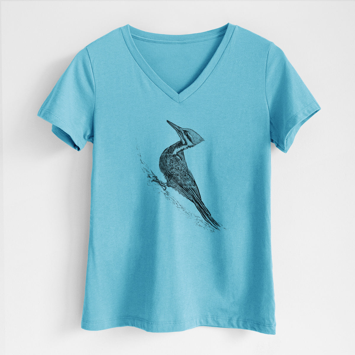 Pileated Woodpecker - Dryocopus pileatus - Women&#39;s Lightweight Relaxed Fit 100% Cotton V-neck