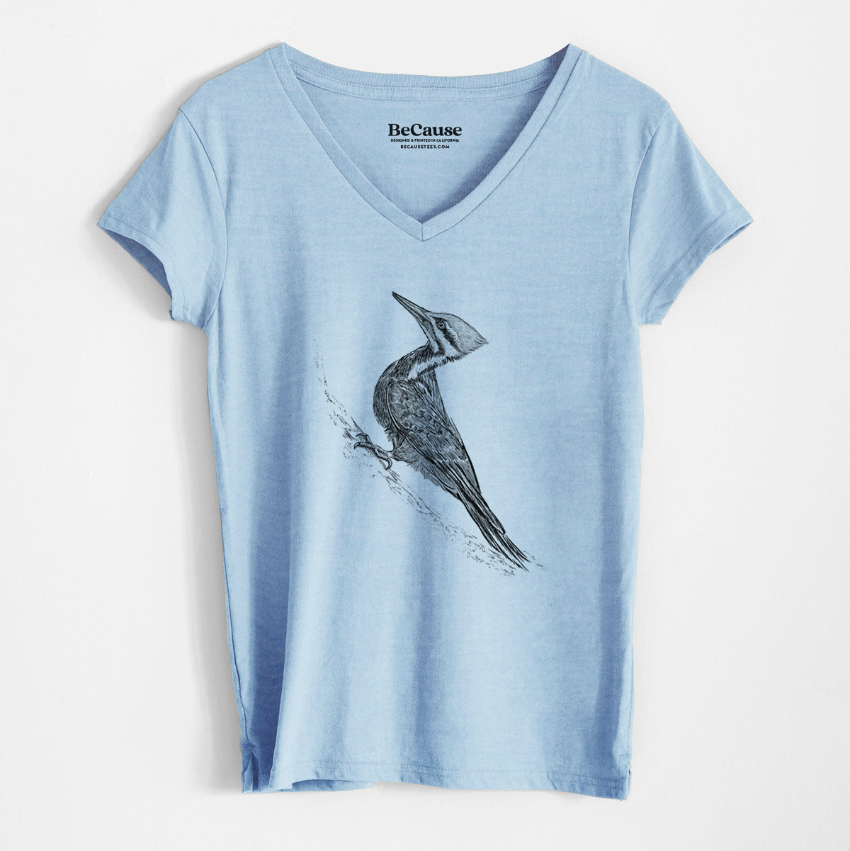 Pileated Woodpecker - Dryocopus pileatus - Women&#39;s 100% Recycled V-neck