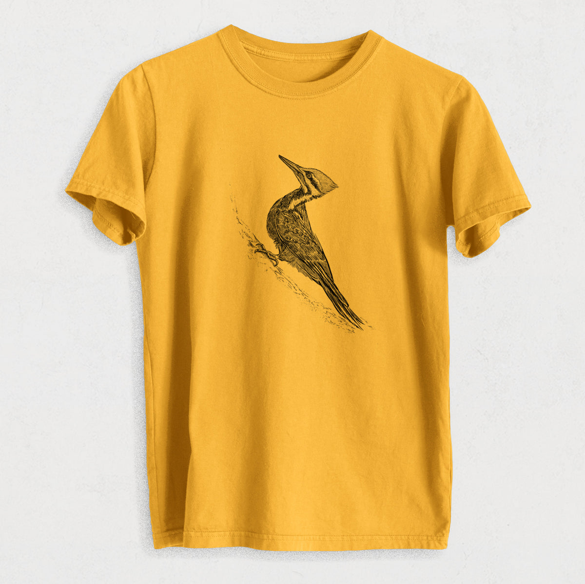 Pileated Woodpecker - Dryocopus pileatus - Heavyweight Men&#39;s 100% Organic Cotton Tee