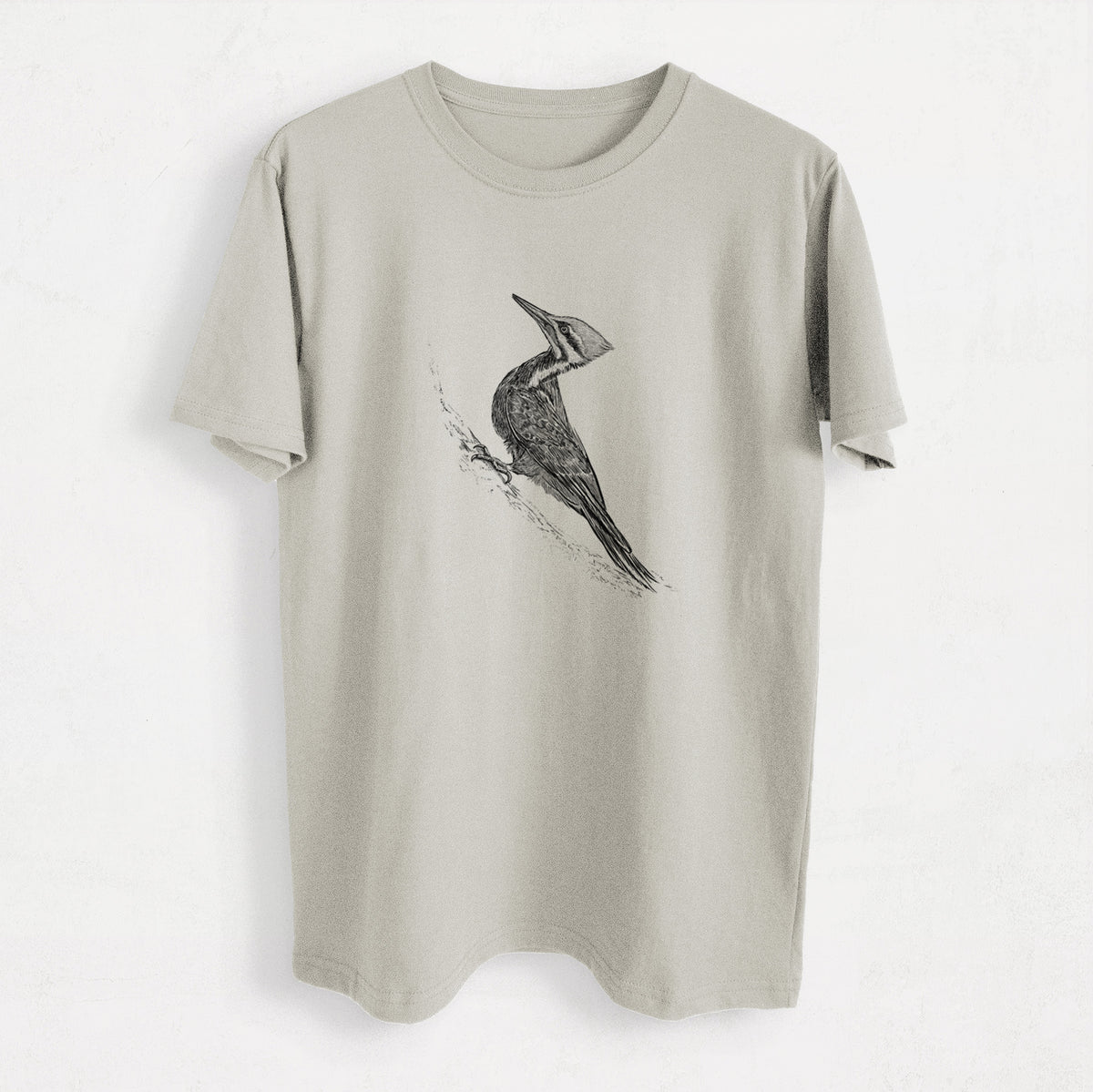 Pileated Woodpecker - Dryocopus pileatus - Heavyweight Men&#39;s 100% Organic Cotton Tee
