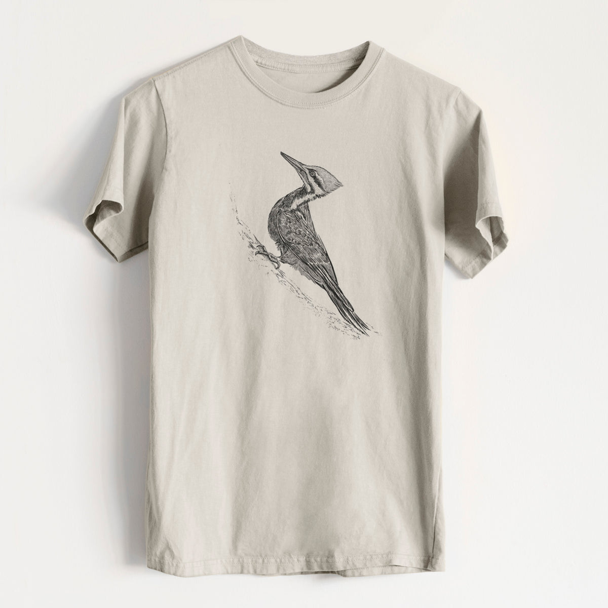 Pileated Woodpecker - Dryocopus pileatus - Heavyweight Men&#39;s 100% Organic Cotton Tee