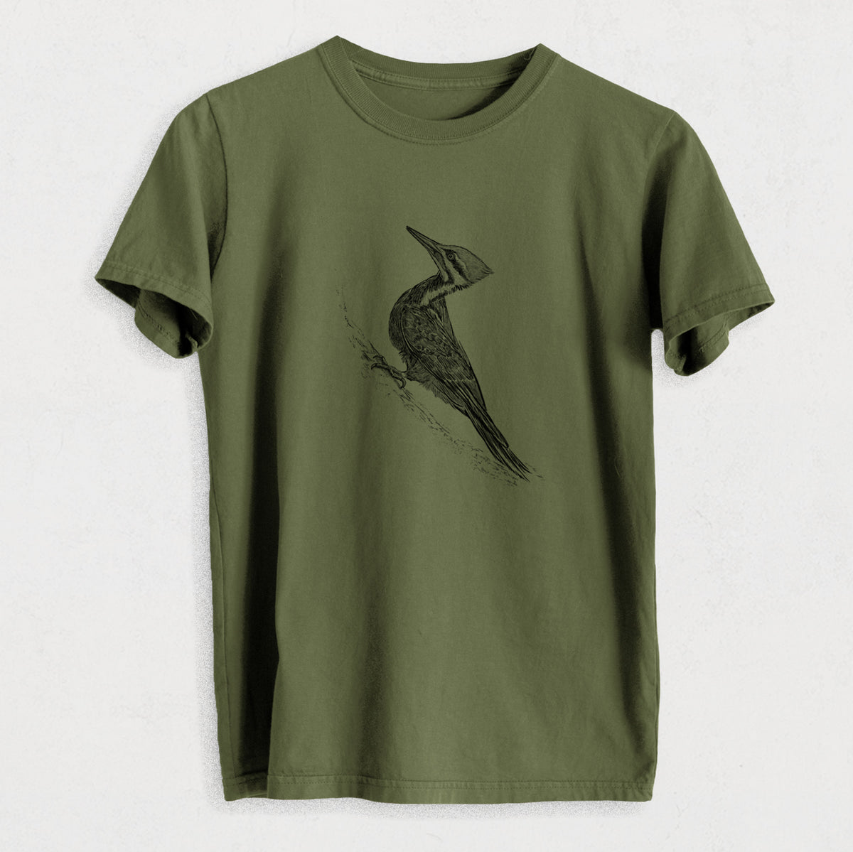 Pileated Woodpecker - Dryocopus pileatus - Heavyweight Men&#39;s 100% Organic Cotton Tee