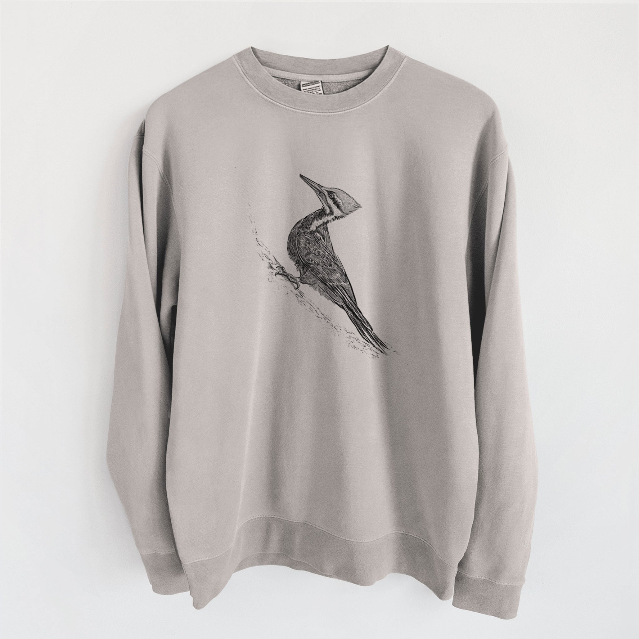 Pileated Woodpecker - Dryocopus pileatus - Unisex Pigment Dyed Crew Sweatshirt