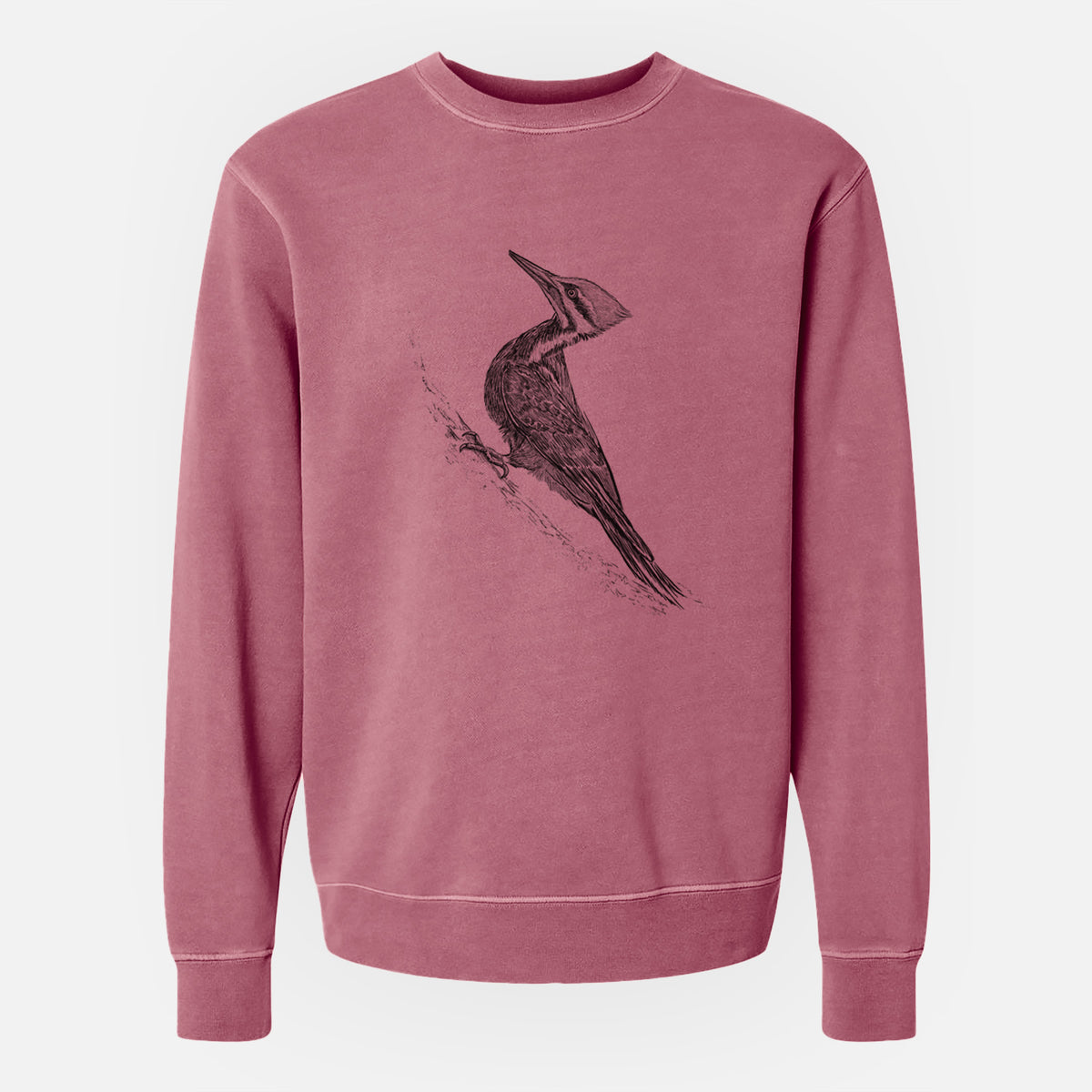 Pileated Woodpecker - Dryocopus pileatus - Unisex Pigment Dyed Crew Sweatshirt