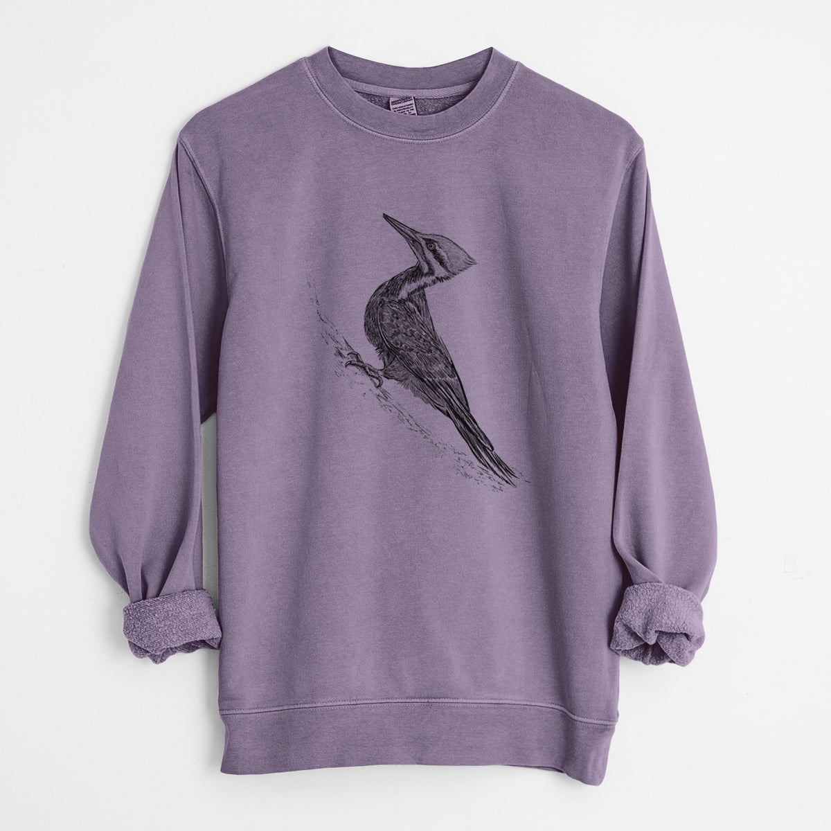 Pileated Woodpecker - Dryocopus pileatus - Unisex Pigment Dyed Crew Sweatshirt