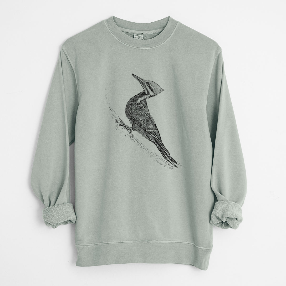 Pileated Woodpecker - Dryocopus pileatus - Unisex Pigment Dyed Crew Sweatshirt