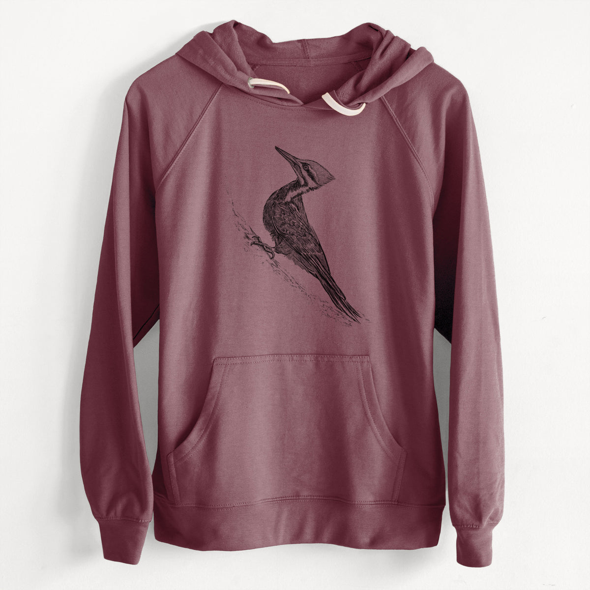 CLEARANCE - Pileated Woodpecker - Dryocopus pileatus  - Unisex Slim Fit Loopback Terry Hoodie