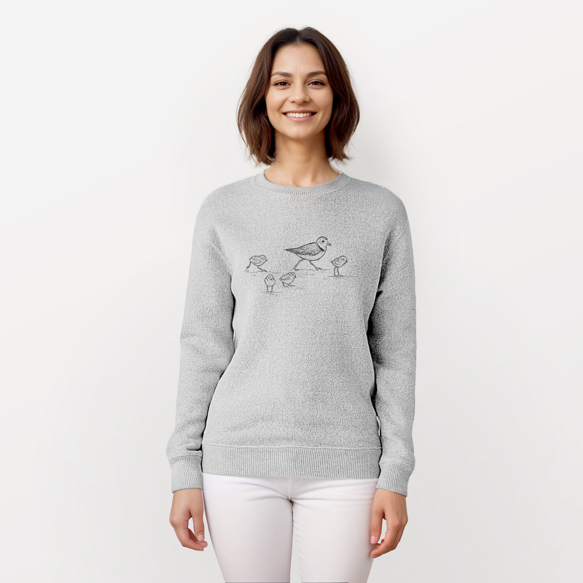 Piping Plovers - Charadrius melodus - Knit Sweatshirt
