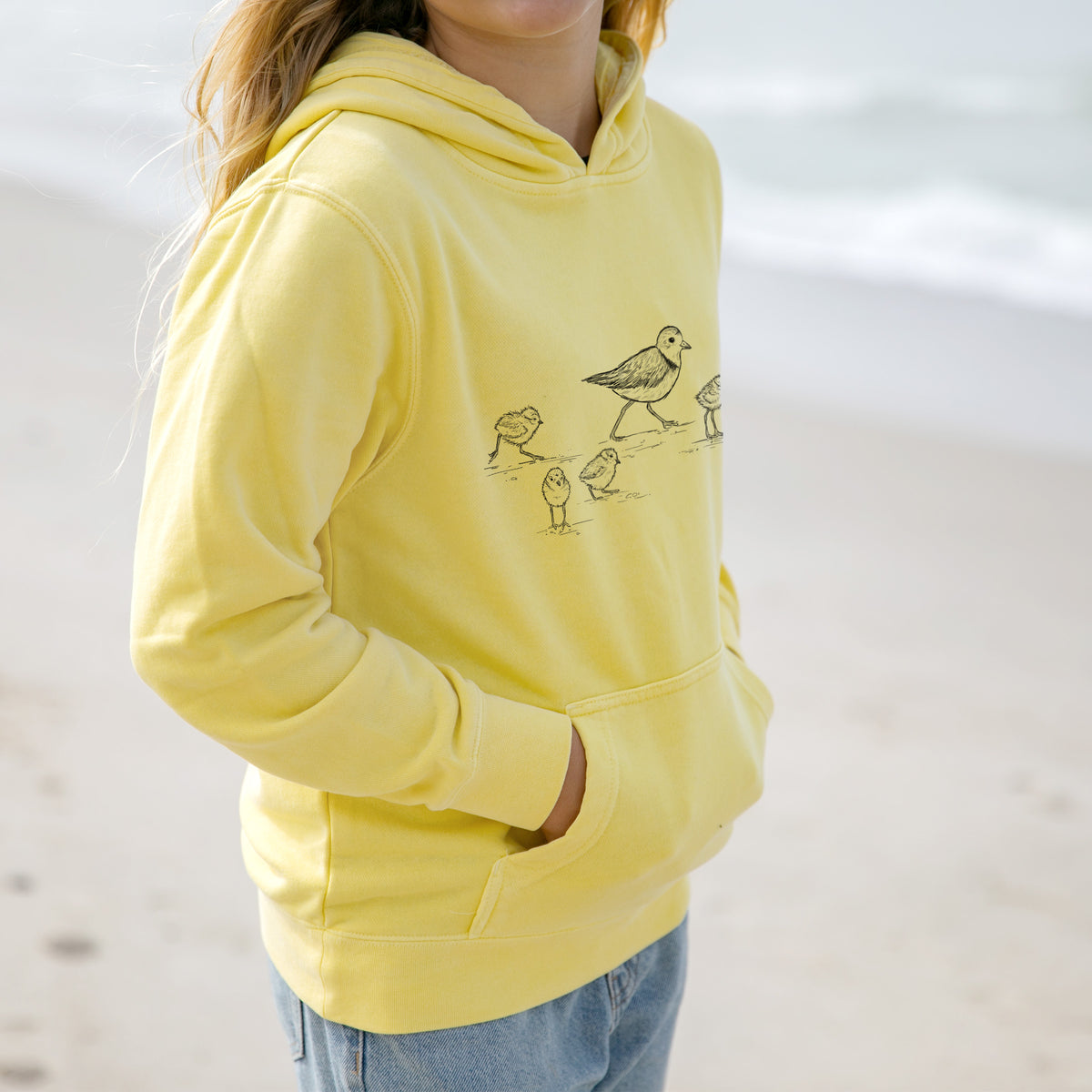 Piping Plovers - Charadrius melodus - Youth Pigment Dyed Hoodie