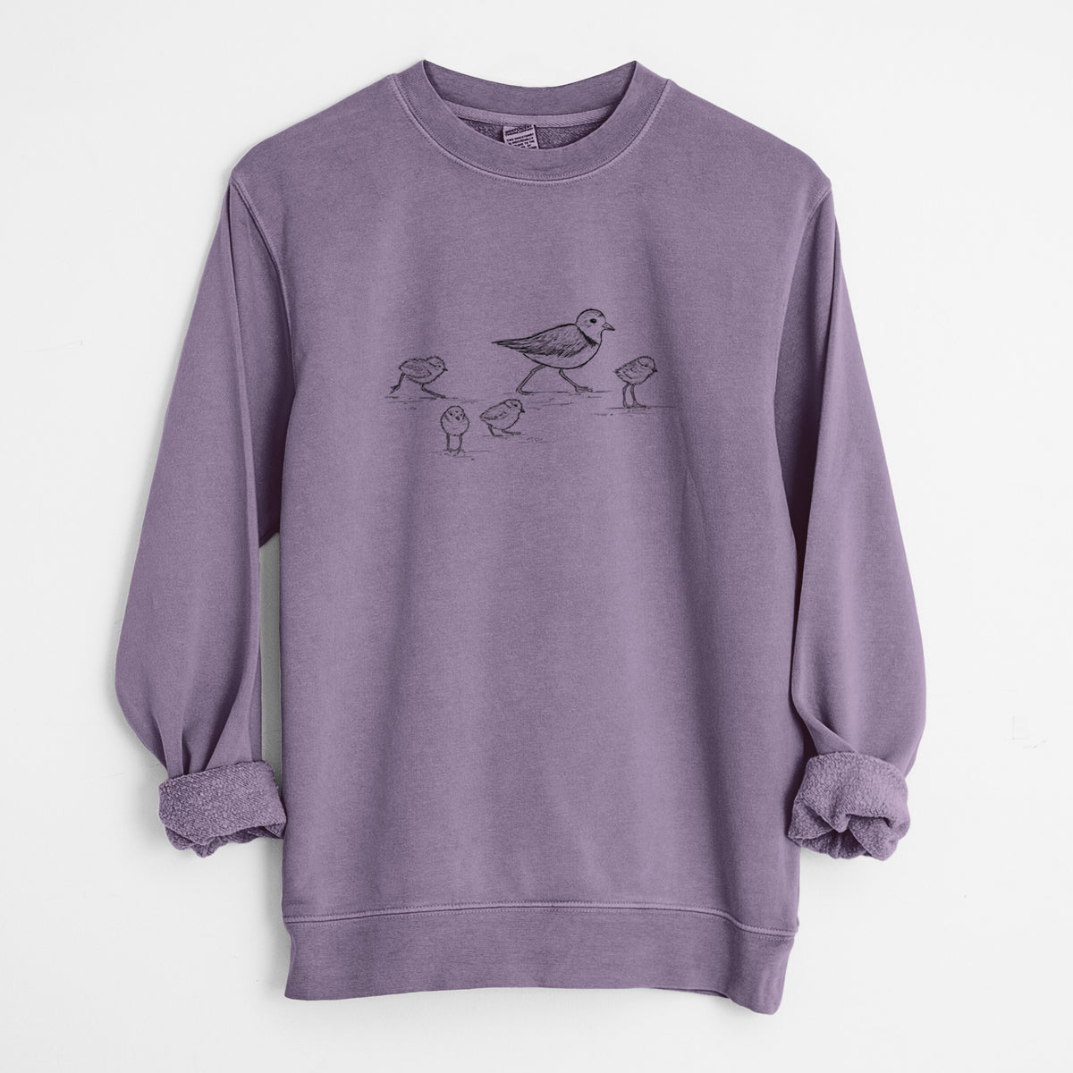 Piping Plovers - Charadrius melodus - Unisex Pigment Dyed Crew Sweatshirt