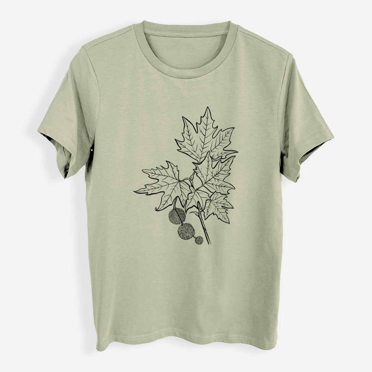 Platanus Orientalis - Oriental Plane Tree Stem with Leaves - Womens Everyday Maple Tee