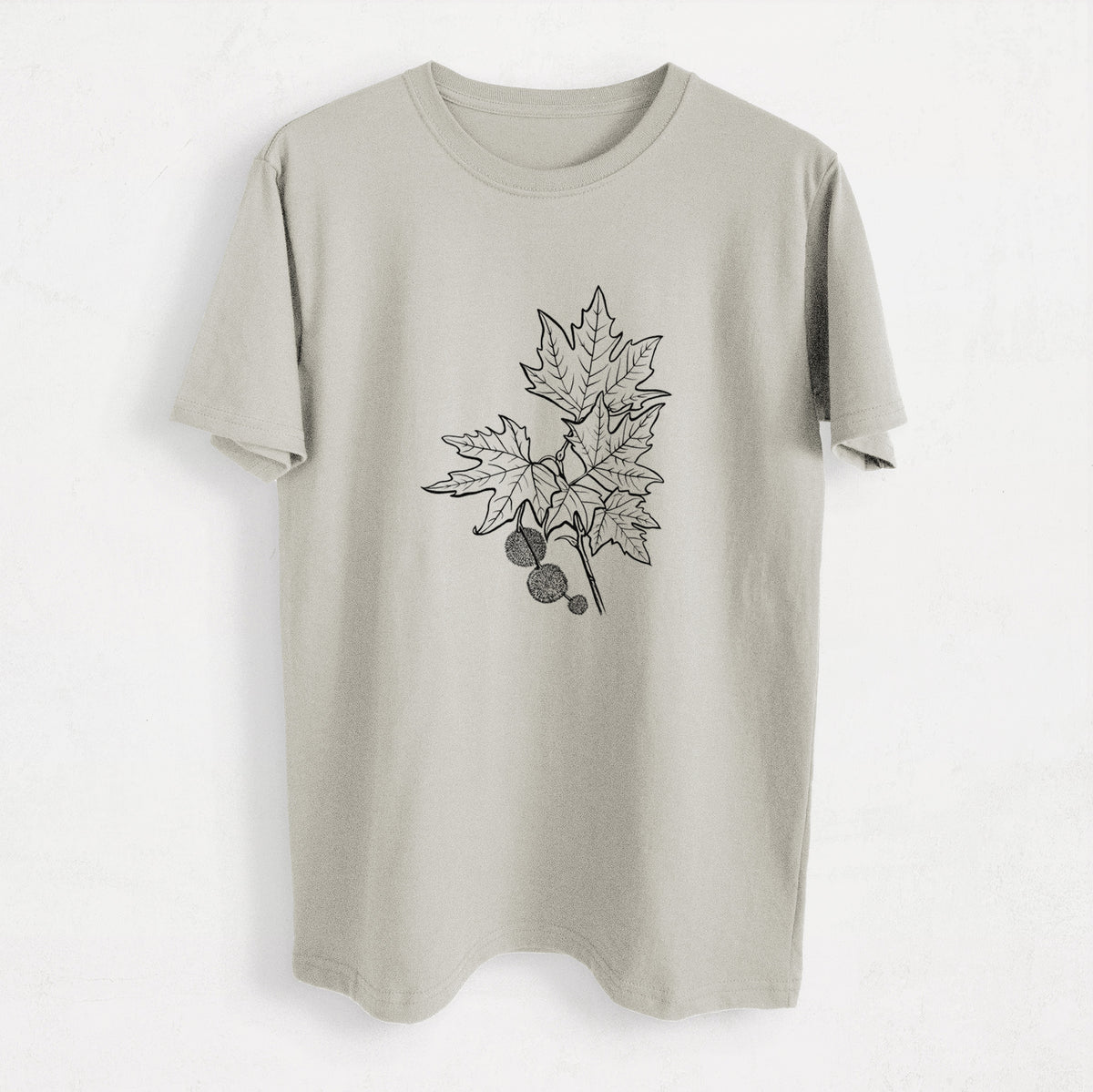 Platanus Orientalis - Oriental Plane Tree Stem with Leaves - Heavyweight Men&#39;s 100% Organic Cotton Tee